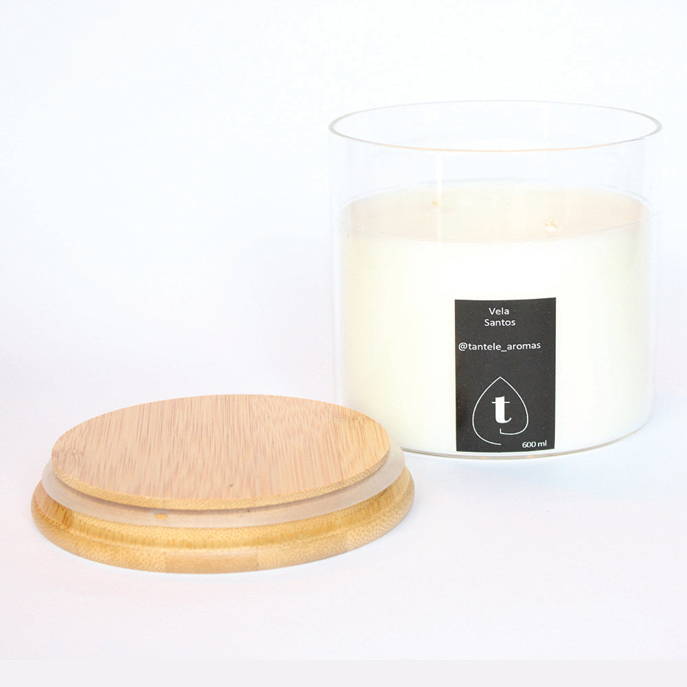 Vela de Vidrio Bamboo - Aroma Santos - 600 grs