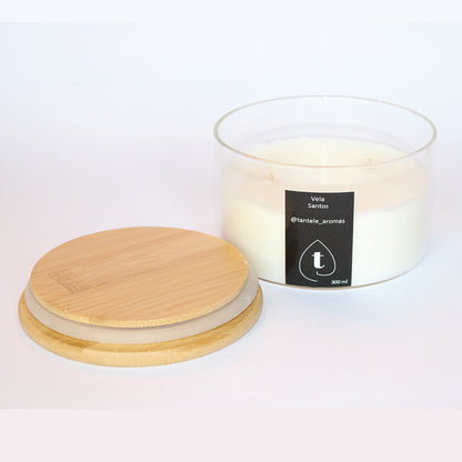 Vela de Vidrio Bamboo - Aroma Santos - 300 grs